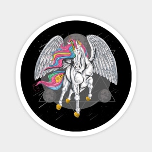 unicorn horse full colour with wings fly space moon Magnet